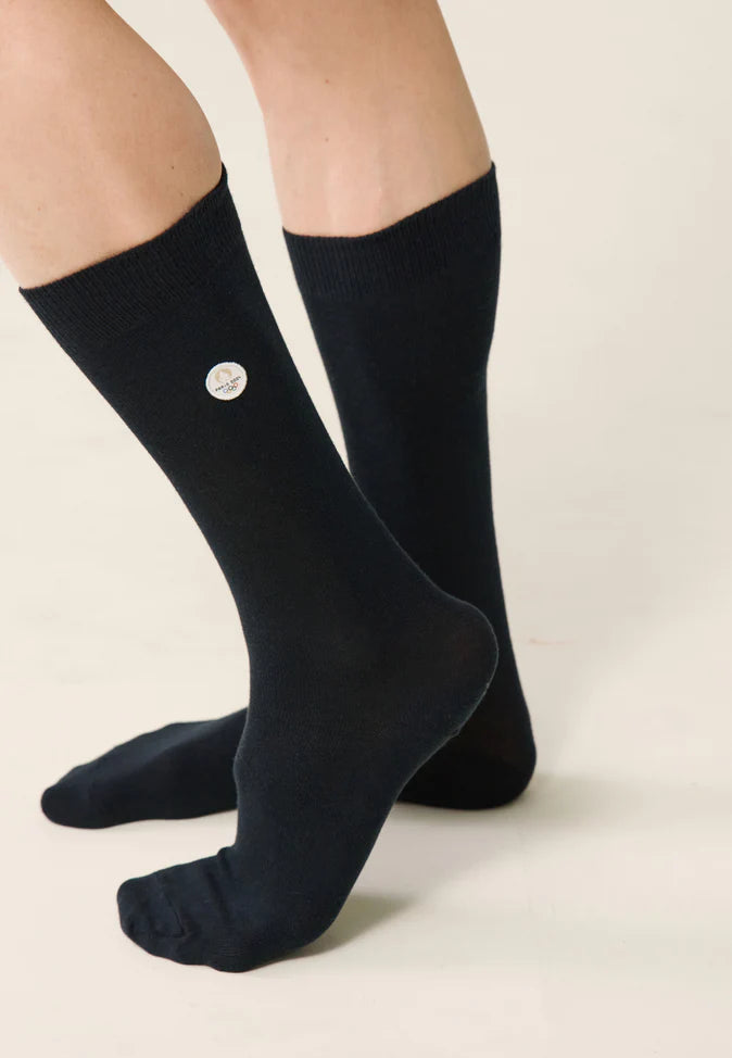 Chaussettes mi-hautes coton bio - Lucas bleu Marine JO