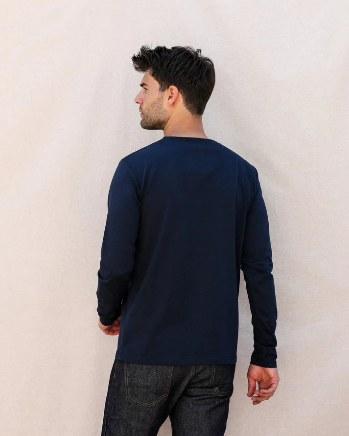 T-shirt manches longues Homme Bleu Marine - Coton Bio