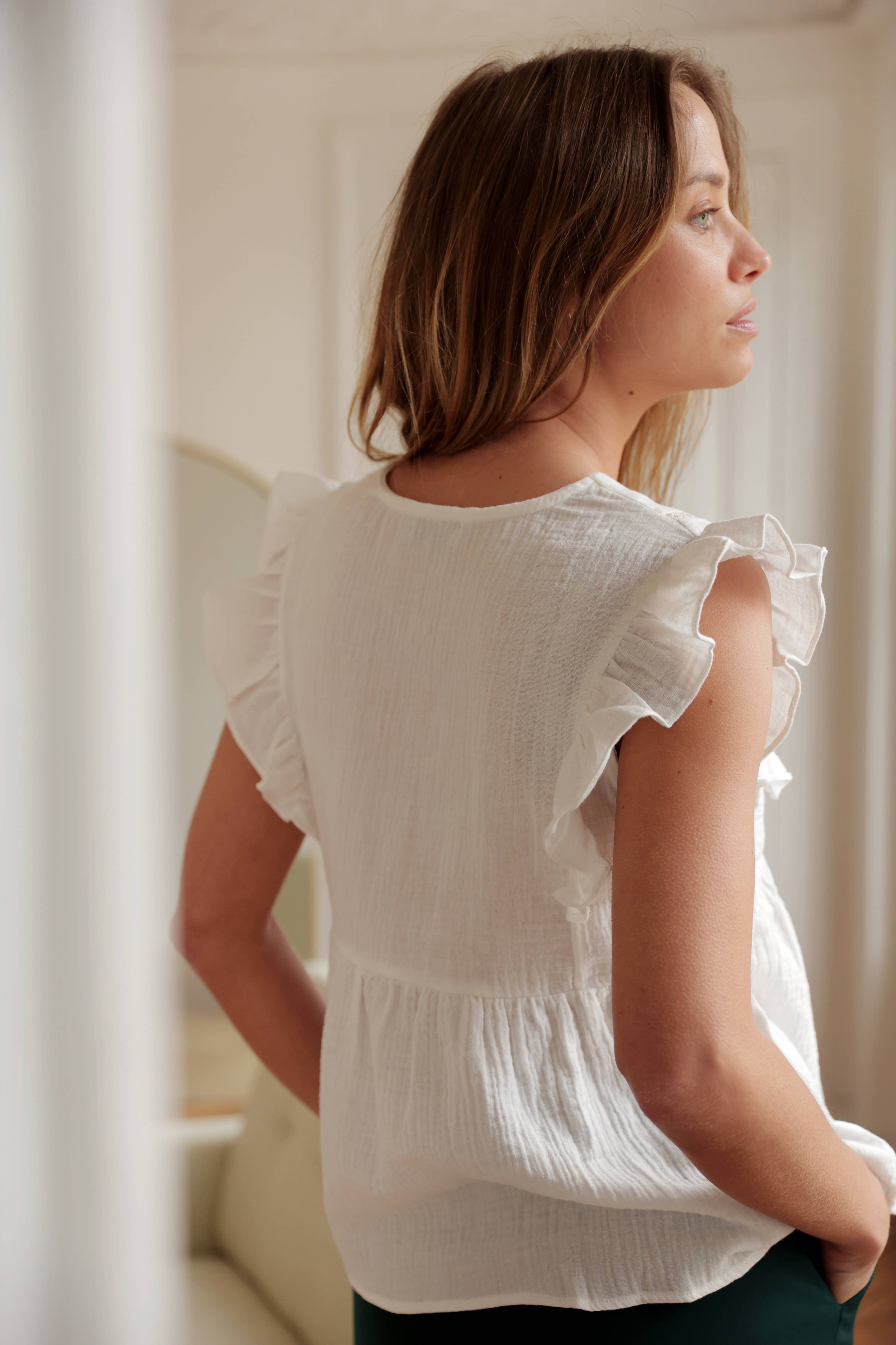 Blouse blanche en gaze de coton