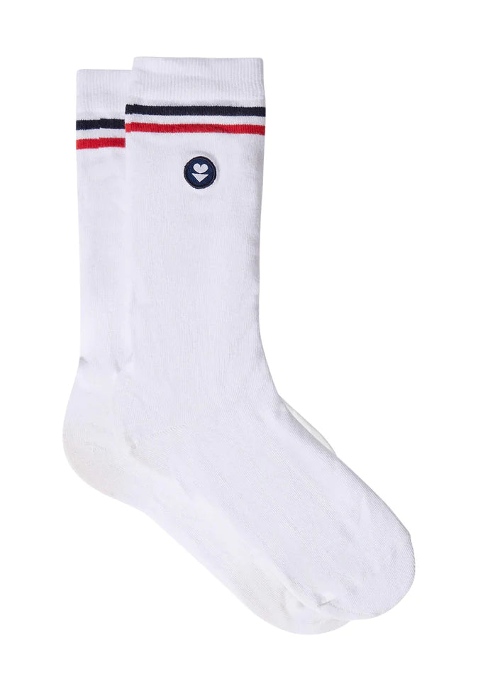 Chaussettes mi-hautes en coton bio - Lucas drapeau blanc